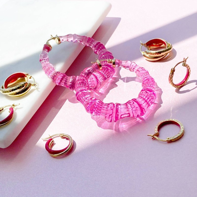 Thumbnail of Bamboo Hoops In Electric Pink image