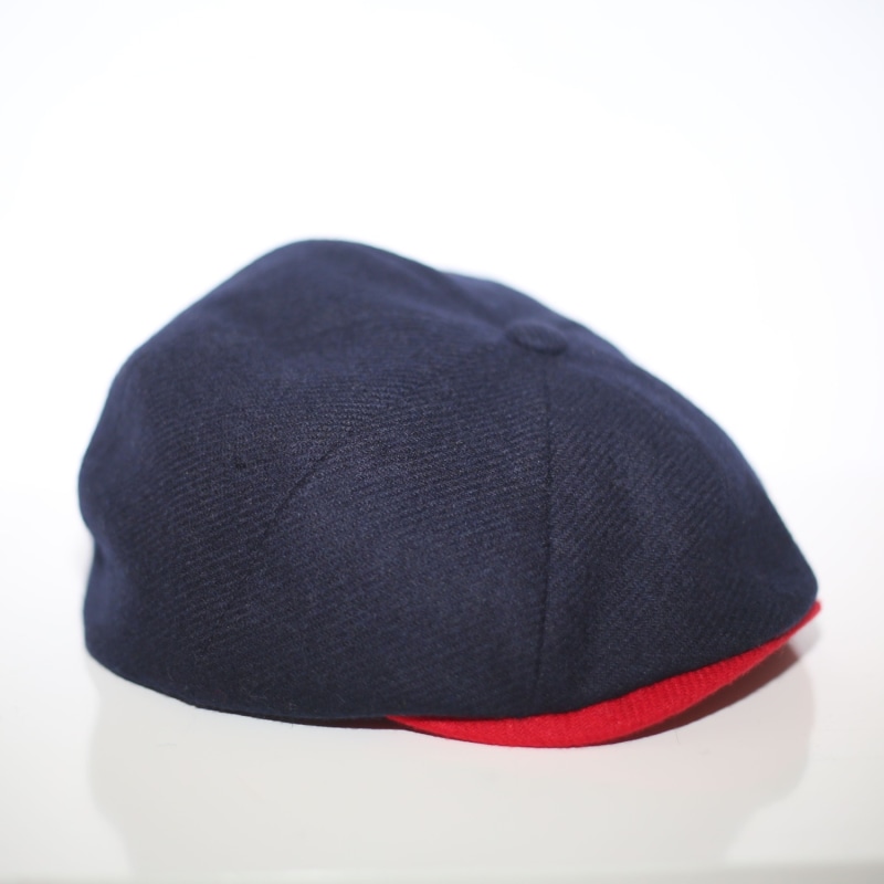 Thumbnail of Jacks Kiss Newsboy Cap In Navy & Red Merino Lambswool image