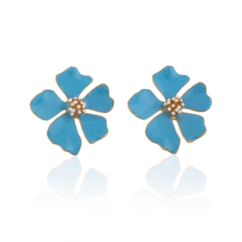 Thumbnail of Light Blue Wild Rose Flower Earrings image