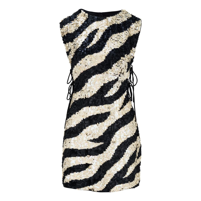 Fallon Dress In Zebra Sequin by RaeVynn