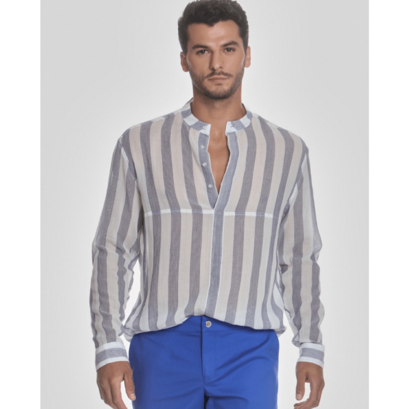 Thumbnail of Long Sleeve Shirt White/Navy Stripe image