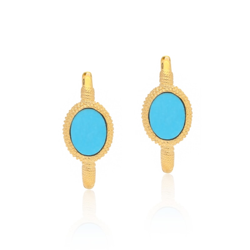 Thumbnail of Kora Gold Link Hoops - Turquoise image