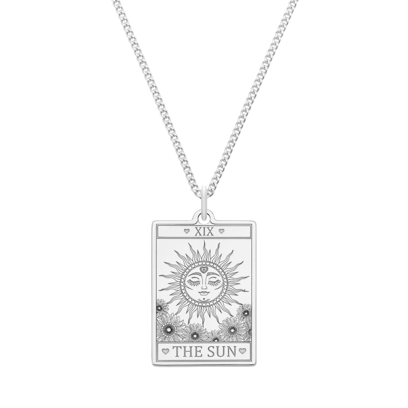 Thumbnail of Small Sterling Silver “The Sun” Tarot Card Necklace image