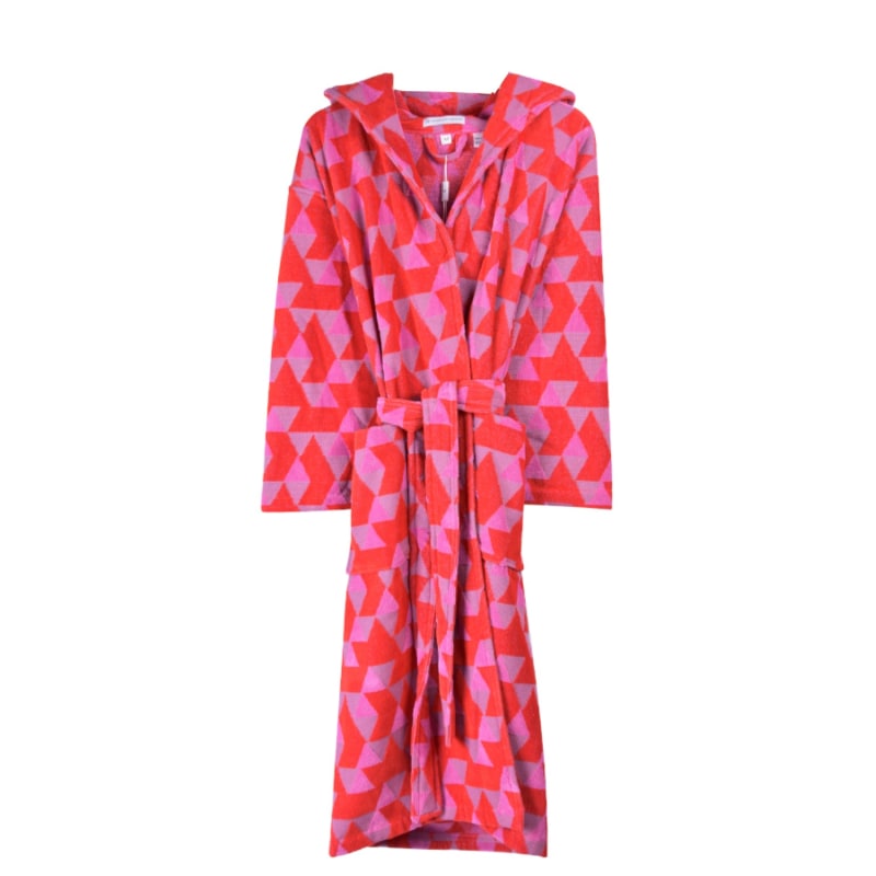 Women's Hooded Dressing Gown - Pink Diamond | Bown Of London | Wolf ...