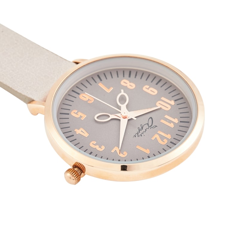 Thumbnail of Annie Apple Rose Gold/Grey Leather Nurse Fob Watch Numeral Dial image