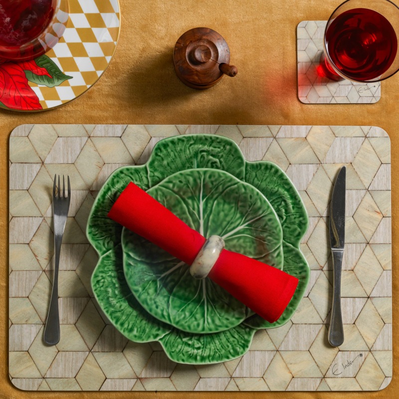 Set Of Six Extra Large Placemats In A Scandinavian Design. Neutral