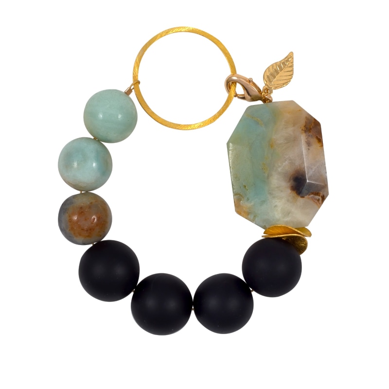 Thumbnail of Green Amazonite & Black Onyx Vermeil Bracelet image