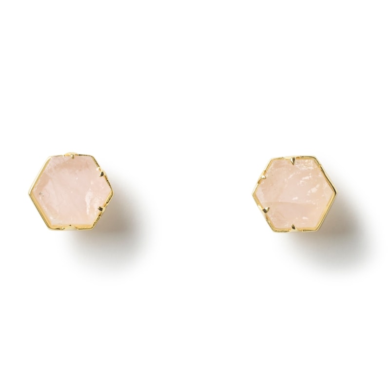 Thumbnail of Hold On Rose Quartz Gemstone Stud Earrings image