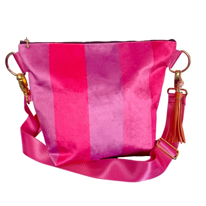 Thumbnail of Magenta Stripe Velvet Handbag image