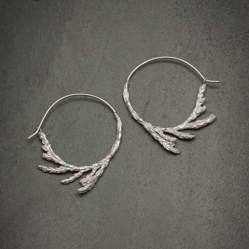 Thumbnail of Sacred Cedar Hoop Earrings Sterling Silver image
