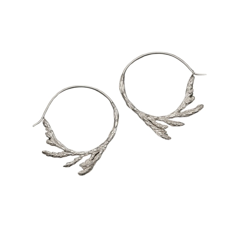 Thumbnail of Sacred Cedar Hoop Earrings Sterling Silver image