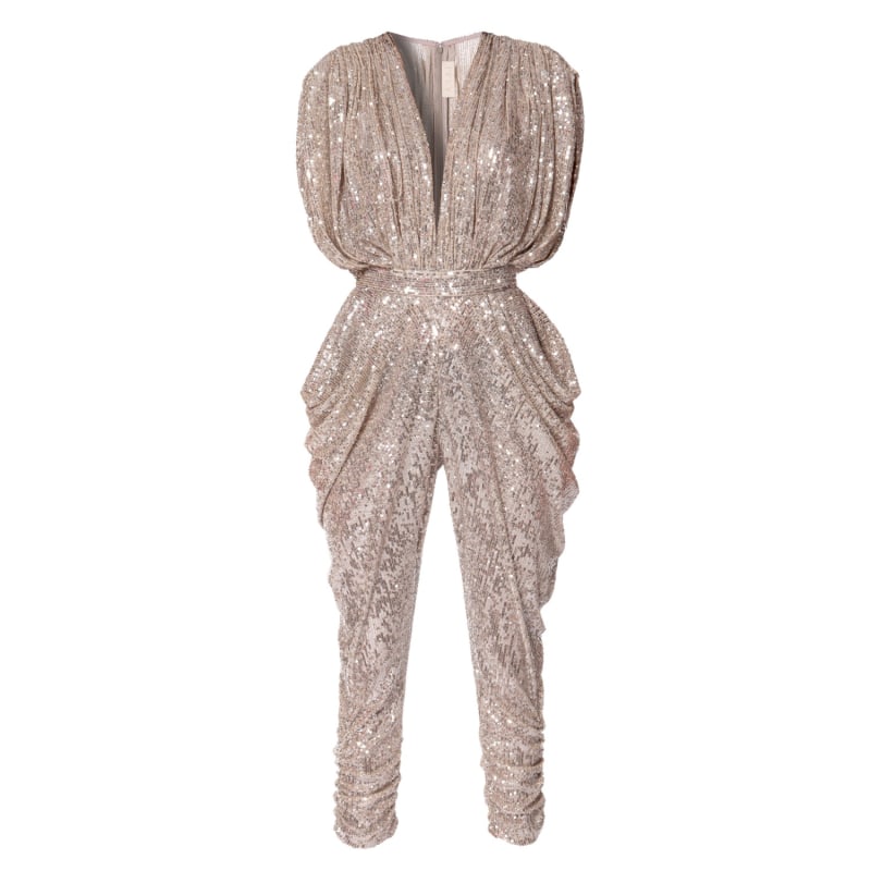 Champagne sequin jumpsuit best sale
