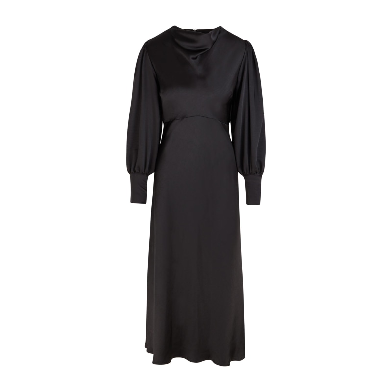 Thumbnail of Midi Dress Sadie Black Satin Cowl Neck image