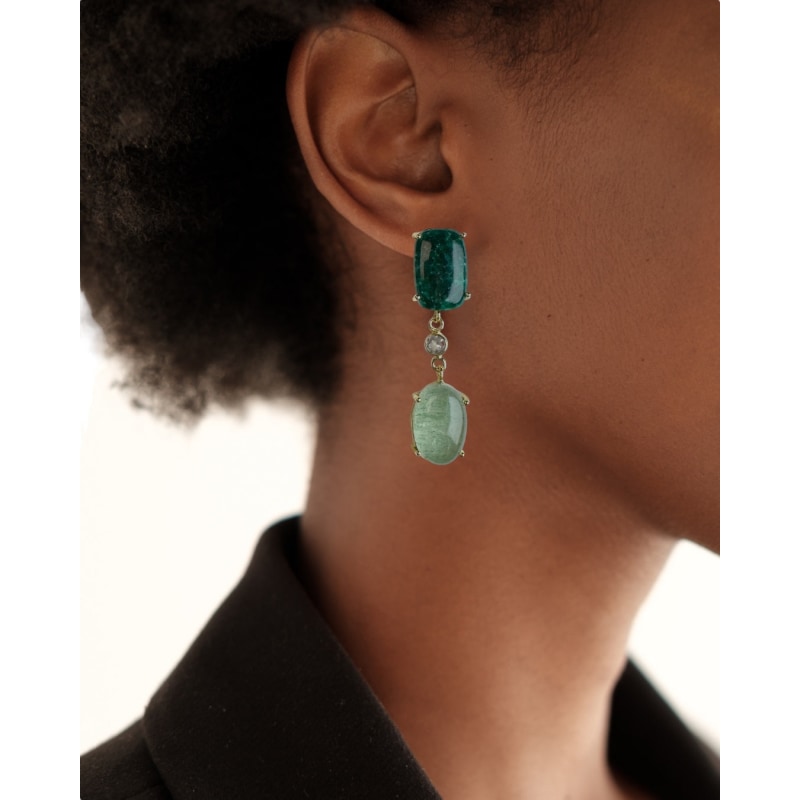 Green statement hot sale earrings