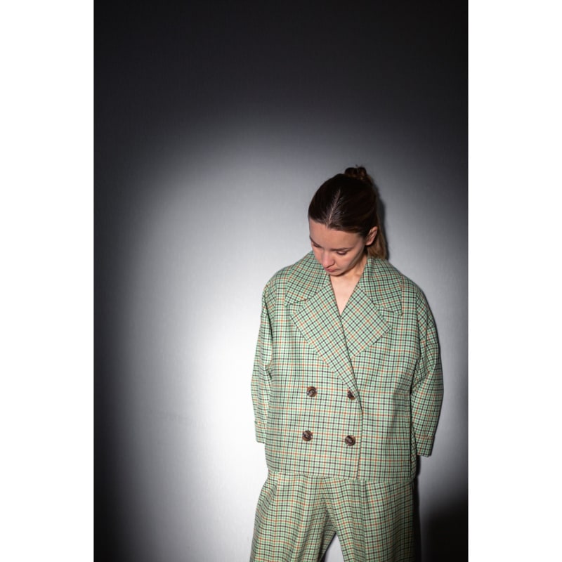 Thumbnail of Sage Green Tartan Crop Jacket image