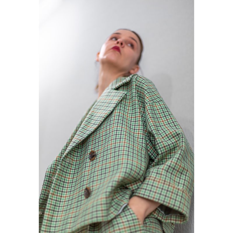 Thumbnail of Sage Green Tartan Crop Jacket image