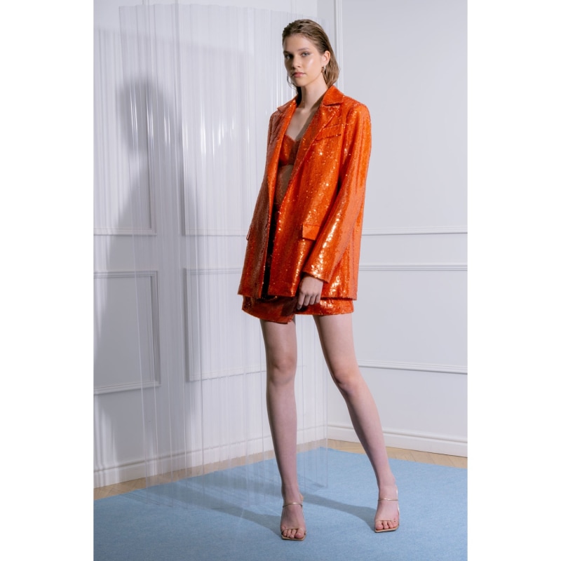 Sage Sequinned Blazer In Orange Spritz DIANA ARNO Wolf Badger