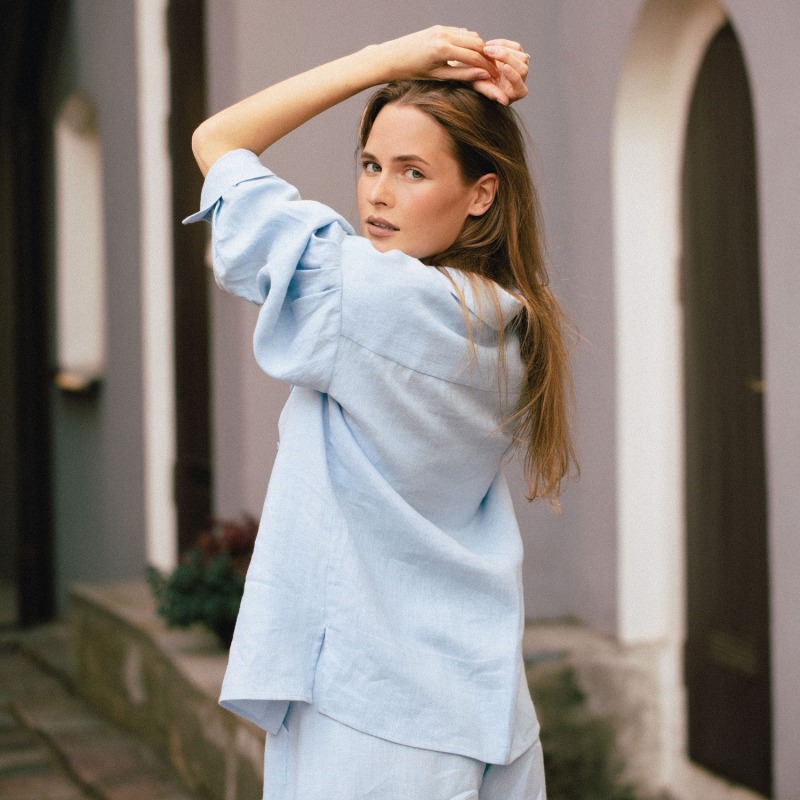 Thumbnail of Sail Linen Shirt In Sky Blue image