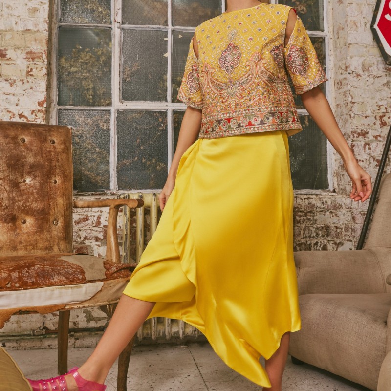 Thumbnail of Sakura Wrap Skirt - Yellow & Orange image