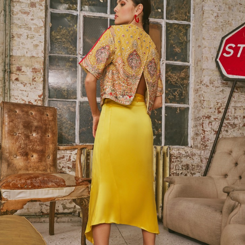 Thumbnail of Sakura Wrap Skirt - Yellow & Orange image