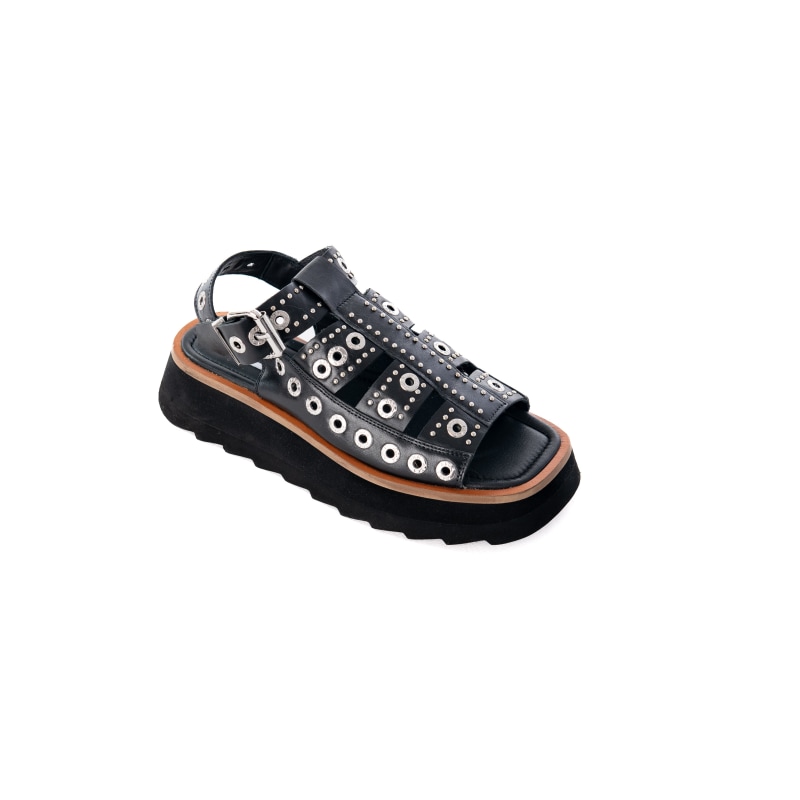 Thumbnail of Sale - Black Leather Studded Sandal image