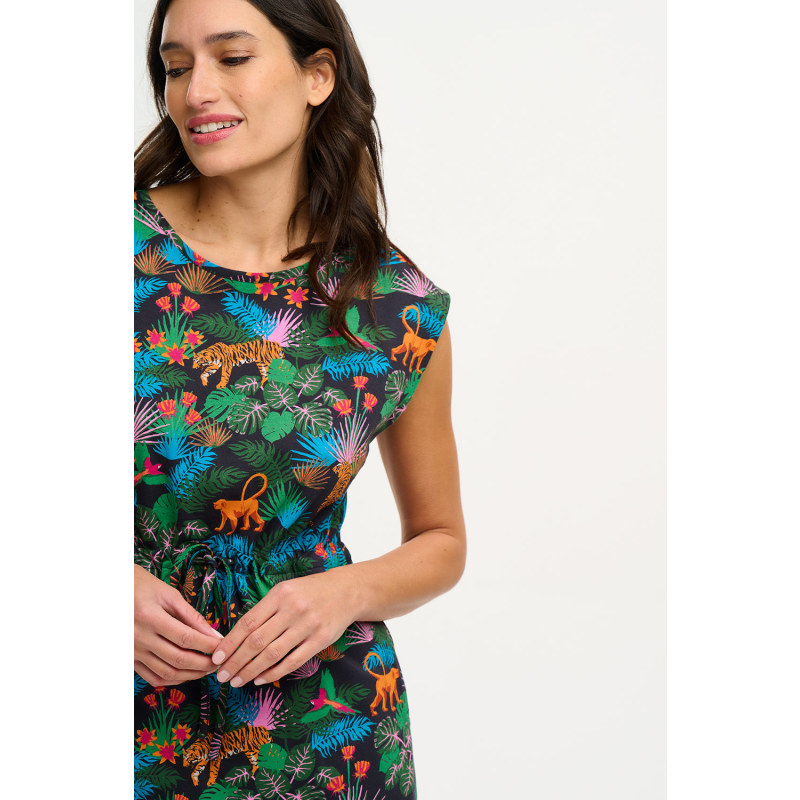 Thumbnail of Sally Jersey Mini Dress Black/Multi, Jungle image