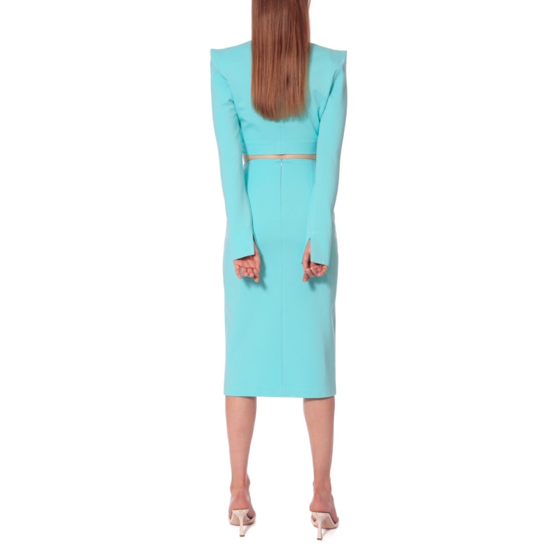 Thumbnail of Salma Blue Radiance Midi Pencil Skirt With Slits image