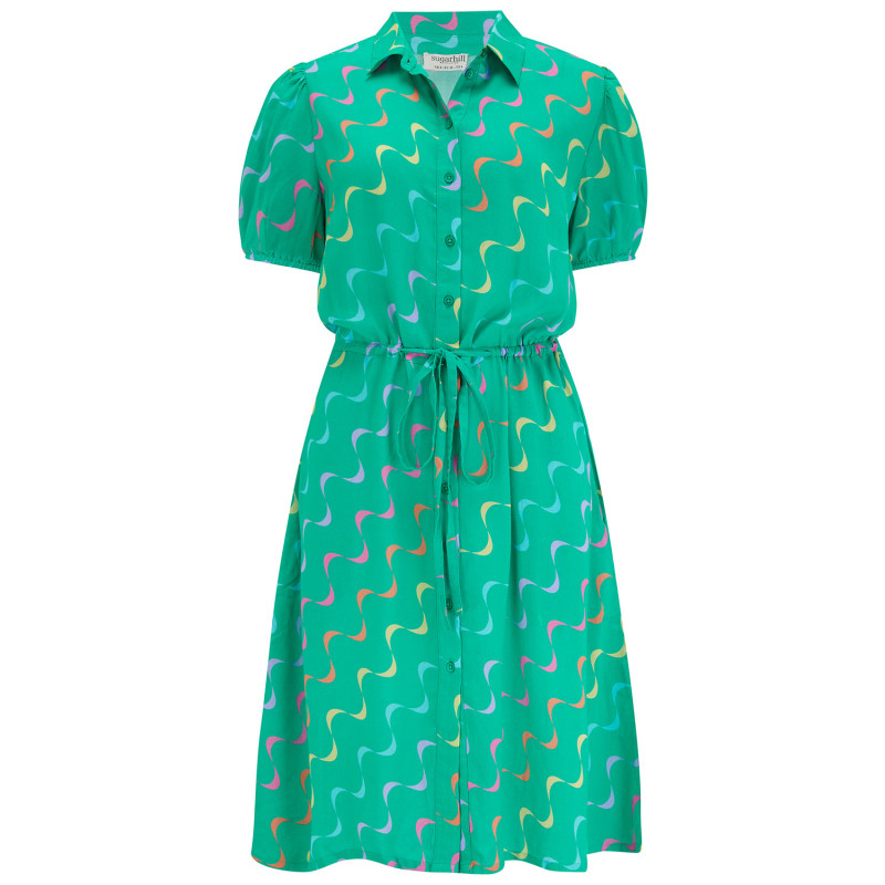 Thumbnail of Salma Shirt Dress Green, Undulating Waves image