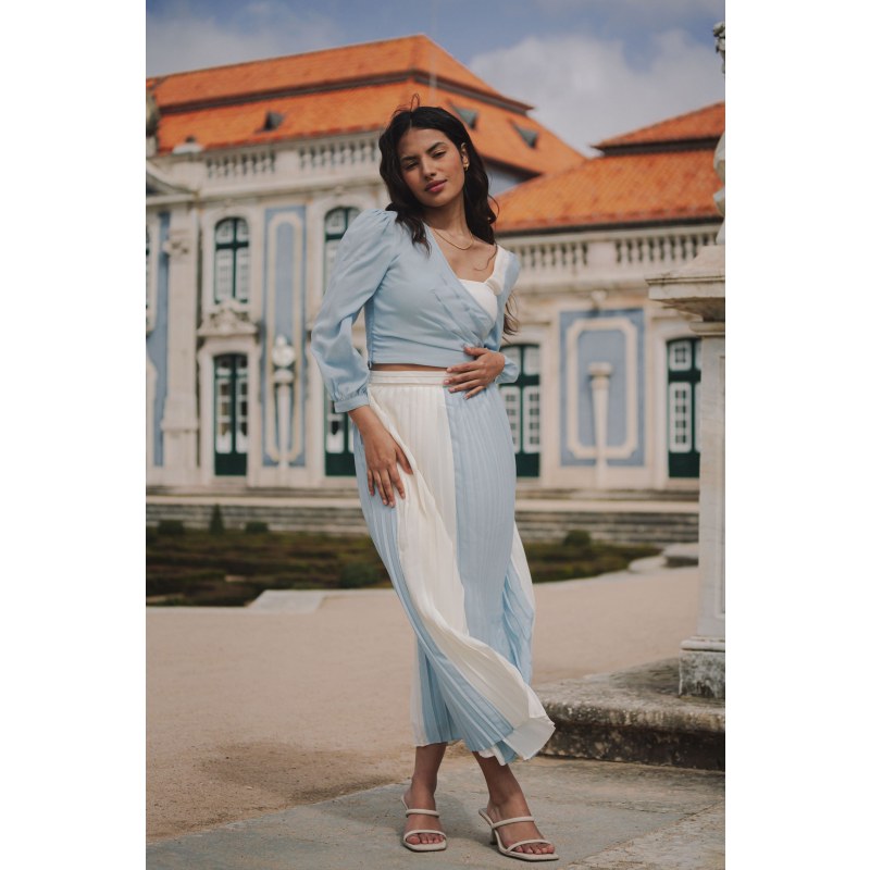 Zara blue pleated midi skirt cheap