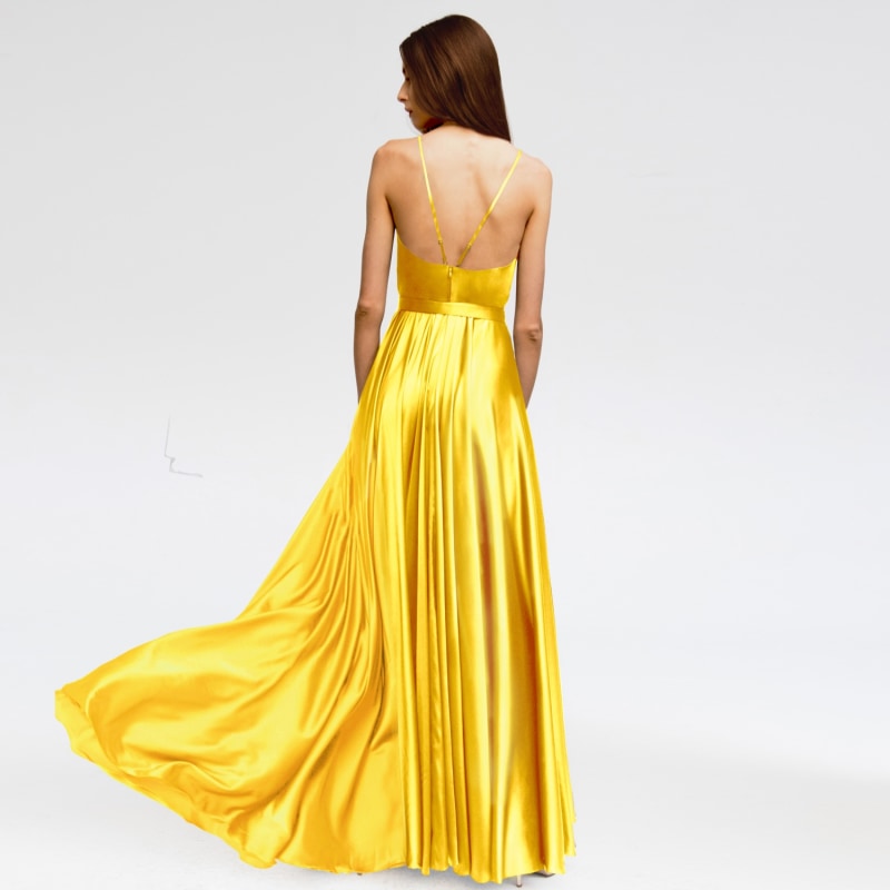 Thumbnail of Satin Long Dress Yellow image