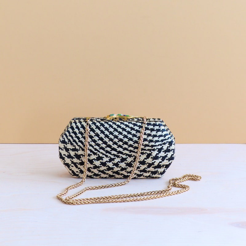 Thumbnail of Black Houndstooth Clutch - Handwoven Clutch image