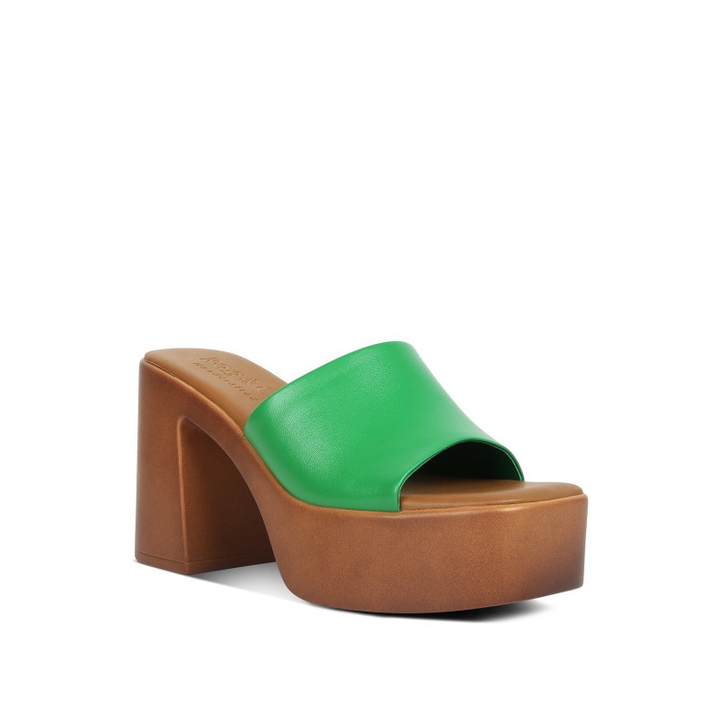 Green slip on sandals top