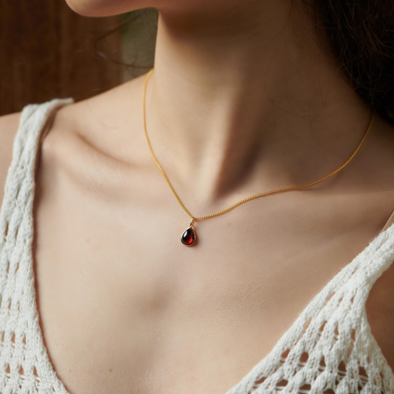 Thumbnail of Scarab Gold Vermeil Red Garnet Necklace image