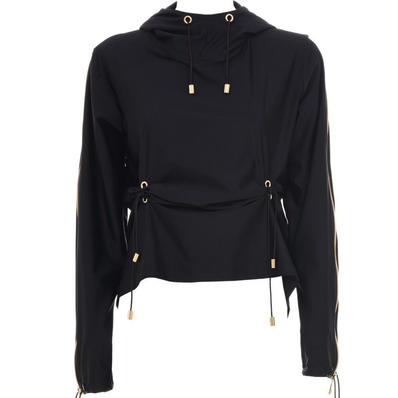 Thumbnail of Elegant Tracksuit Hoodie With Golden Detail In Black image