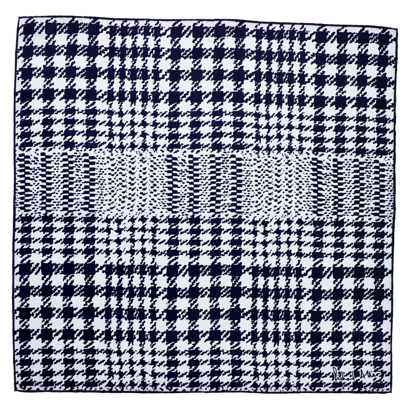 Women's Blue / Grey / Silver Navy Scot Silk Bandana | Richard Allan London