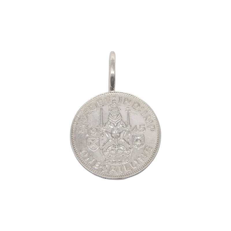 Thumbnail of Scottish Shilling Coin Charm & Chain In Silver image