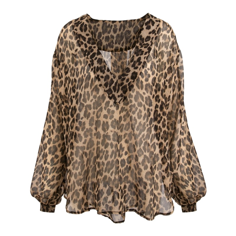 Leopard print chiffon blouse hotsell