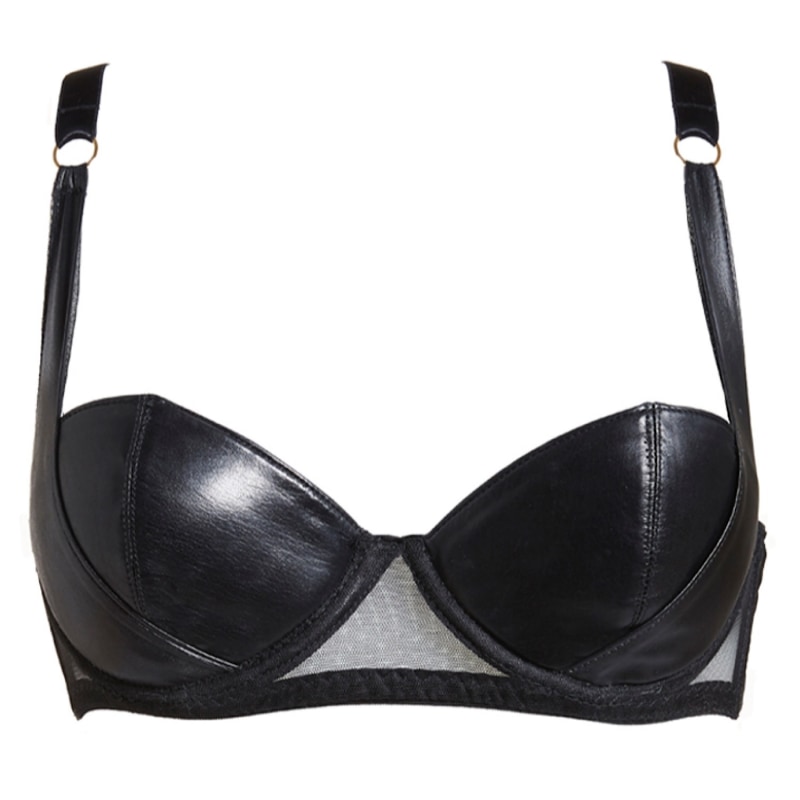 Widestock Black leather look tube bra mini bra at best price in New Delhi