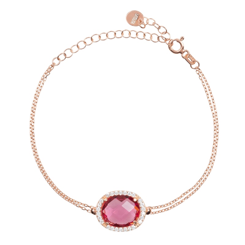 Thumbnail of Beatrice Oval Gemstone Bracelet Rose Gold Pink Tourmaline image