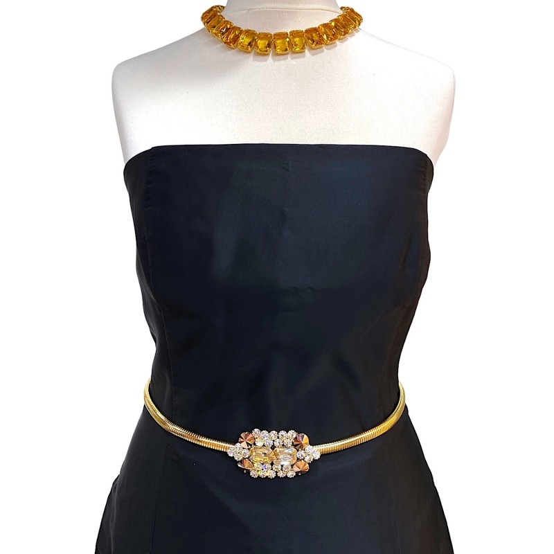 Thumbnail of Valentina golden belt with champagne-colored crystal jewel buckle image