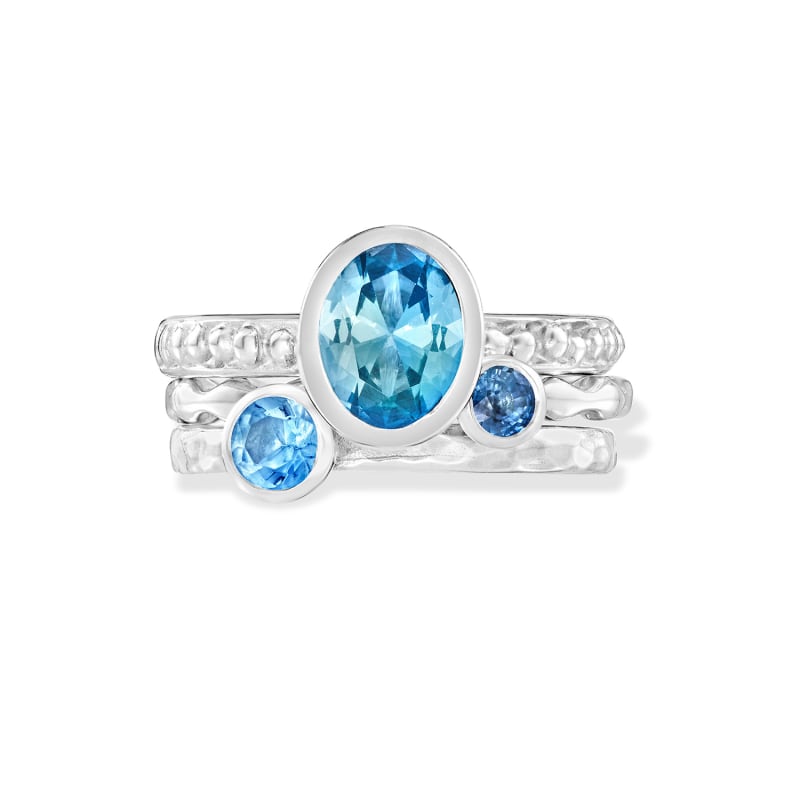 Sea Breeze Twinkle Stacking Rings Set In Sterling Silver Dower Hall Wolf Badger