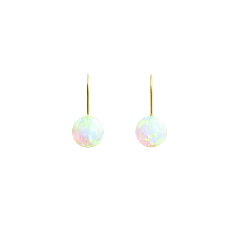 Thumbnail of Sea Opal Hook Earrings - Small - Gold image