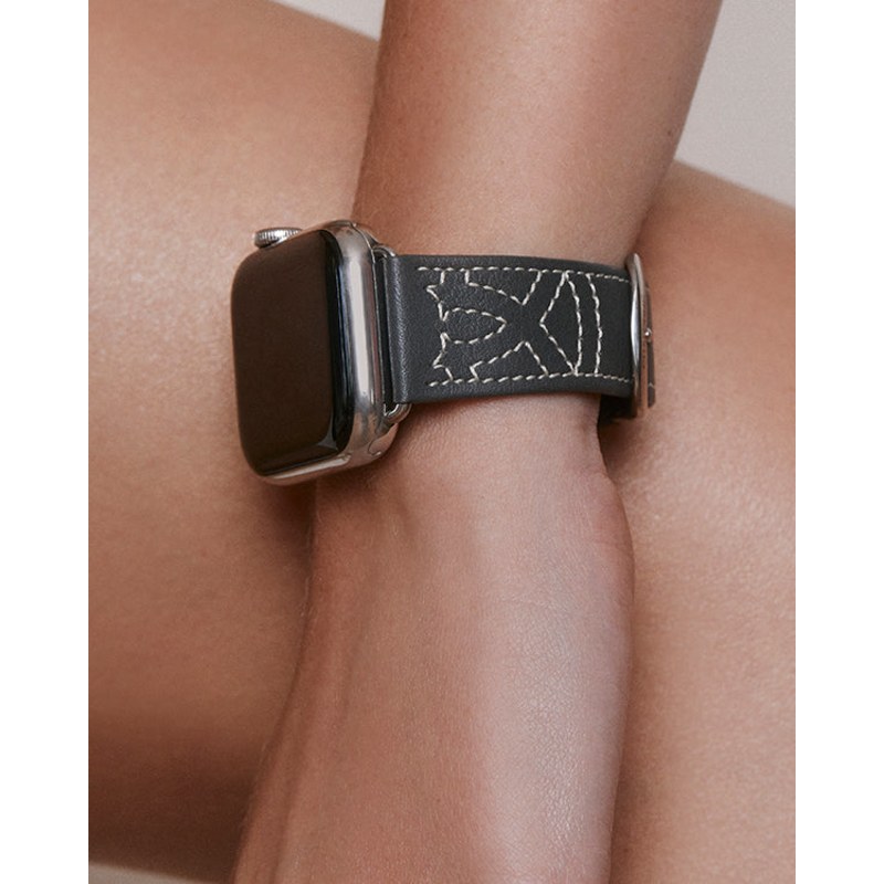 Sedona In Navy - Leather Luxury Apple Watch Band - Space Gray, Chalonne