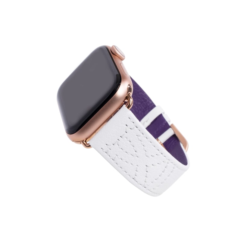 Sedona In White Leather Luxury Apple Watch Band Space Gray