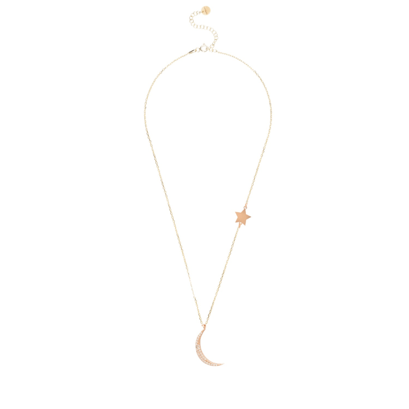 Thumbnail of Astrid Moon Star Necklace Rosegold image