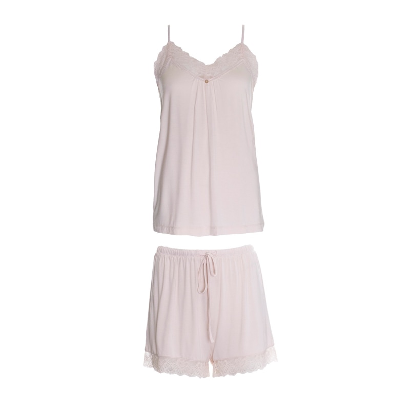 Thumbnail of Bamboo Lace Cami Short Pyjama Set In Powder Puff image