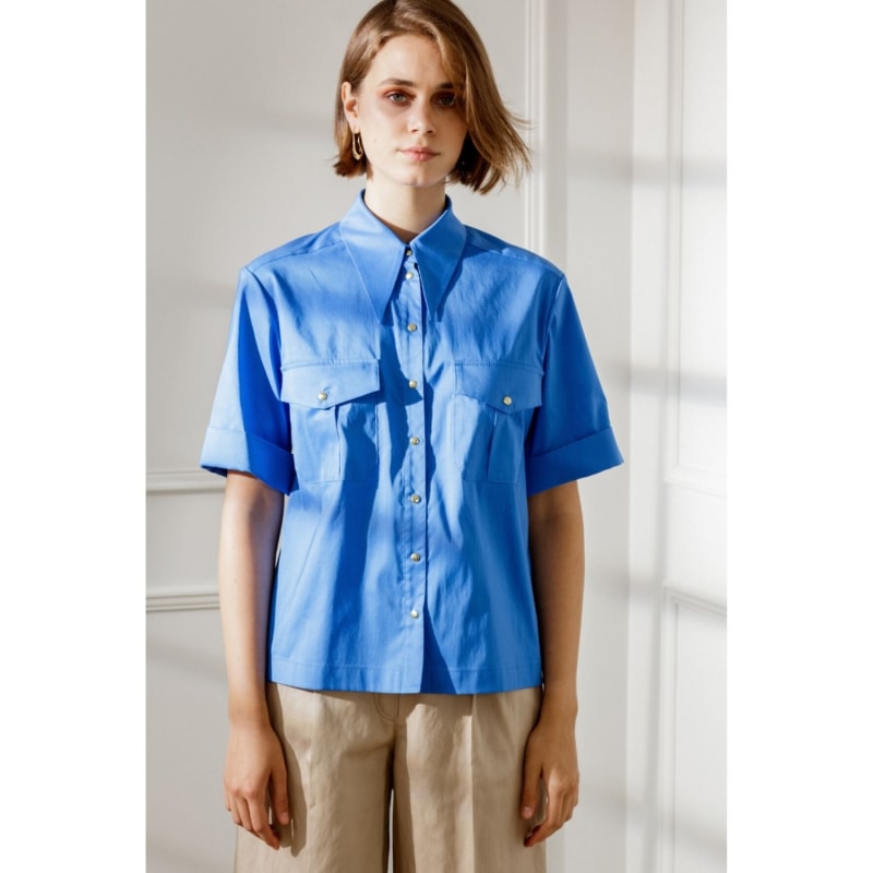 Thumbnail of April Short-Sleeved Blouse In Royal Blue image