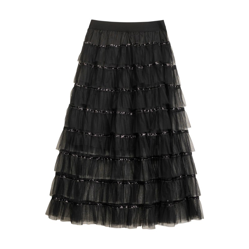 Sheer tulle skirt black hot sale