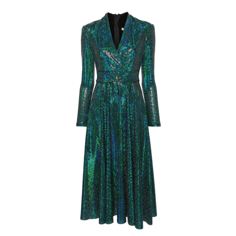 Green Sequin Midi Dress