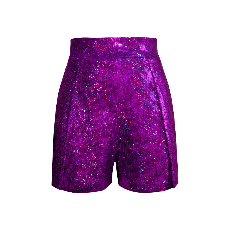 Purple sequin shorts store